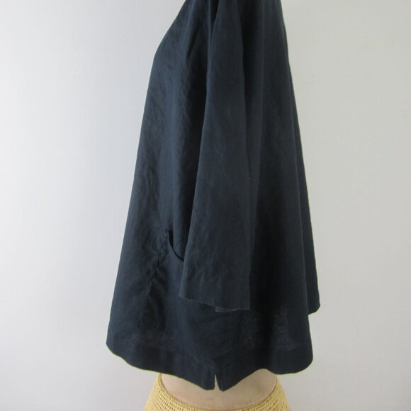 Pure J Jill Womens Plus 2X Dark Navy Indigo Blue 100% Linen Tunic Pockets Shirt - Picture 7 of 10